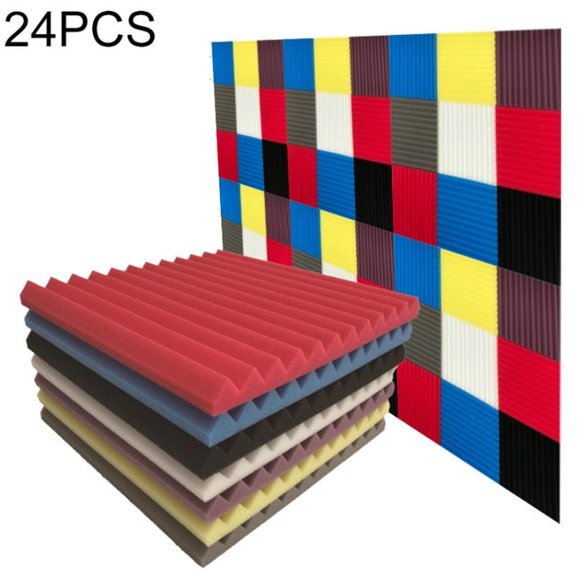 24 PCS Recording Studio Drum Room Acoustic Foam, Random Color Delivery-garmade.com