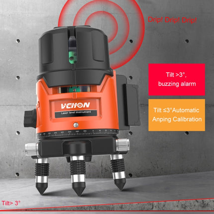 VCHON 30 Times Enhanced Green Light 3 Line High-precision Outdoor Laser Level Instrument with Anti-drop Plastic Box & 1m Tripod-garmade.com
