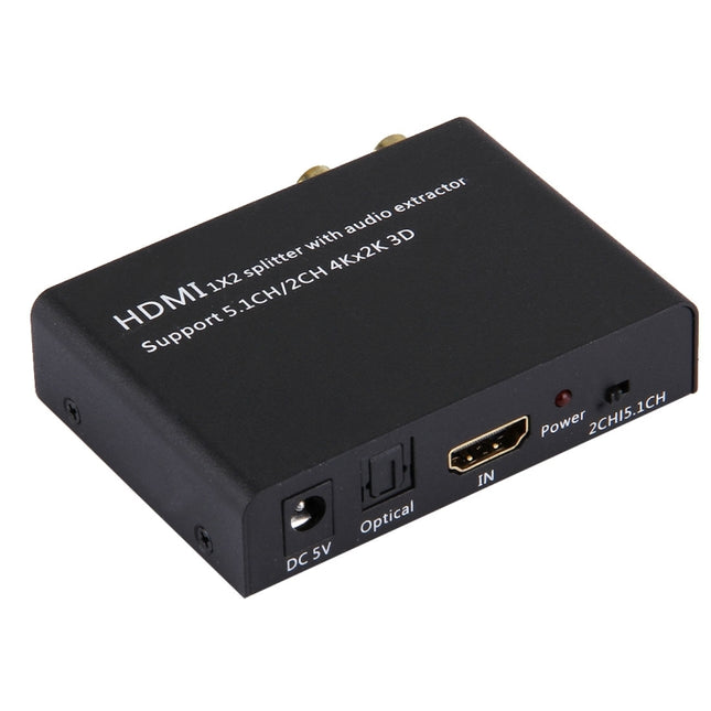 HDMI 1x2 Splitter with Audio Extractor, Support 5.1CH / 2CH, 4Kx2K, 3D-garmade.com