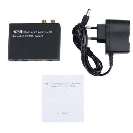 HDMI 1x2 Splitter with Audio Extractor, Support 5.1CH / 2CH, 4Kx2K, 3D-garmade.com