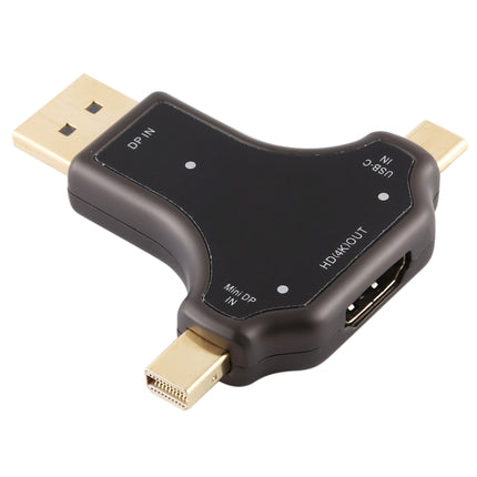 D63A DisplayPort + Mini DP + UCB-C / Type-C Male to HDMI Female 3 in 1 Adapter-garmade.com