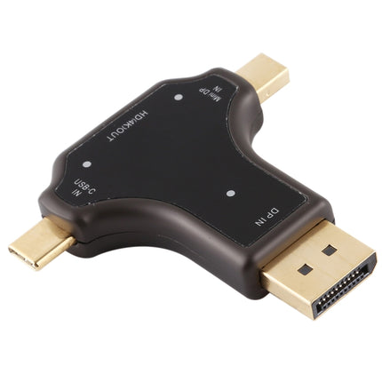 D63A DisplayPort + Mini DP + UCB-C / Type-C Male to HDMI Female 3 in 1 Adapter-garmade.com