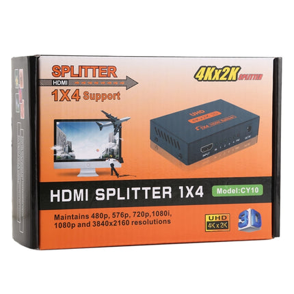 CY10 UHD 4K x 2K 3D 1 x 4 HDMI Splitter(Black)-garmade.com