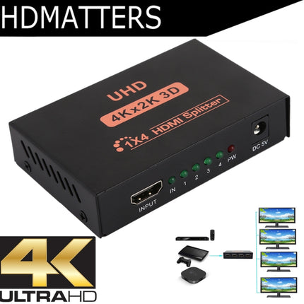 CY10 UHD 4K x 2K 3D 1 x 4 HDMI Splitter(Black)-garmade.com