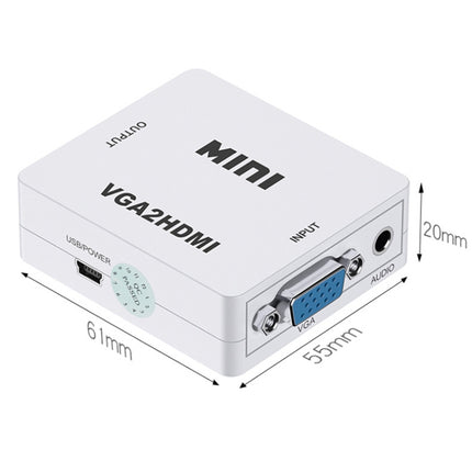 HOWEI HW-2107 HD 1080P Mini VGA to HDMI Scaler Box Audio Video Digital Converter-garmade.com