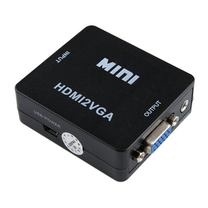 HOWEI HW-2109 Mini HDMI to VGA Video Audio Converter (Black)-garmade.com
