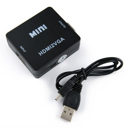 HOWEI HW-2109 Mini HDMI to VGA Video Audio Converter (Black)-garmade.com