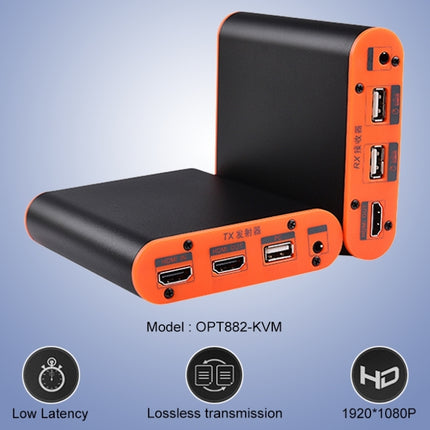 OPT882-KVM HDMI Extender (Receiver & Sender) Fiber Optic Extender with USB Port and KVM Function, Transmission Distance: 20KM (EU Plug)-garmade.com