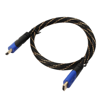 1m HDMI 1.4 Version 1080P Woven Net Line Blue Black Head HDMI Male to HDMI Male Audio Video Connector Adapter Cable-garmade.com