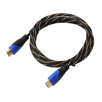 1.8m HDMI 1.4 Version 1080P Woven Net Line Blue Black Head HDMI Male to HDMI Male Audio Video Connector Adapter Cable-garmade.com