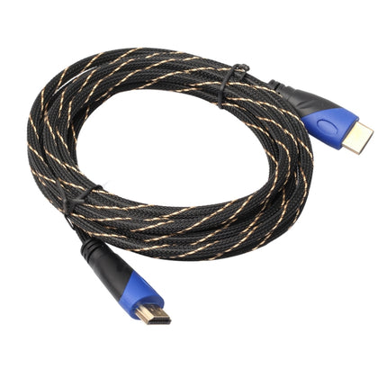 5m HDMI 1.4 Version 1080P Woven Net Line Blue Black Head HDMI Male to HDMI Male Audio Video Connector Adapter Cable-garmade.com