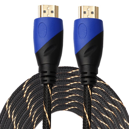 15m HDMI 1.4 Version 1080P Woven Net Line Blue Black Head HDMI Male to HDMI Male Audio Video Connector Adapter Cable-garmade.com