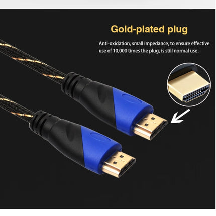 1.8m HDMI 1.4 Version 1080P Woven Net Line Blue Black Head HDMI Male to HDMI Male Audio Video Connector Adapter Cable with DVI Adapter Set-garmade.com