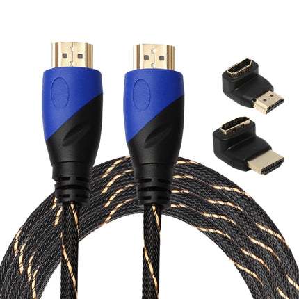 3m HDMI 1.4 Version 1080P Woven Net Line Blue Black Head HDMI Male to HDMI Male Audio Video Connector Adapter Cable with 2 Bending HDMI Adapter Set-garmade.com
