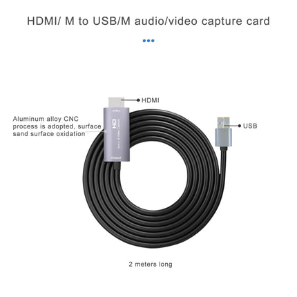 Z36 HDMI Male to USB Male HD Video Capture Card, Cable Length: 2m-garmade.com