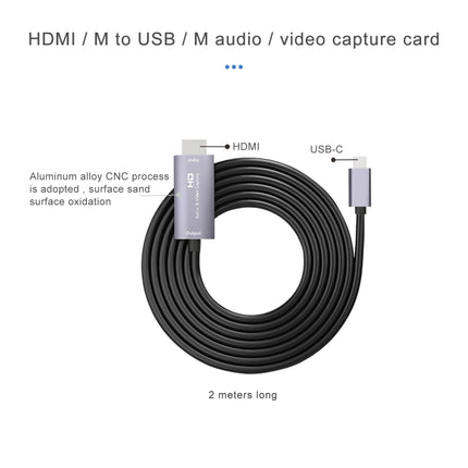 Z36A HDMI Male to USB-C / Type-C Male HD Video Capture Card, Cable Length: 2m-garmade.com
