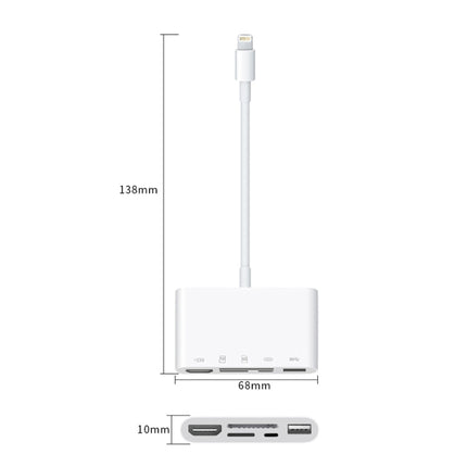NK-1032 5 In 1 8 Pin to HDMI Multi-function Mobile Phone Converter Adapter (White)-garmade.com