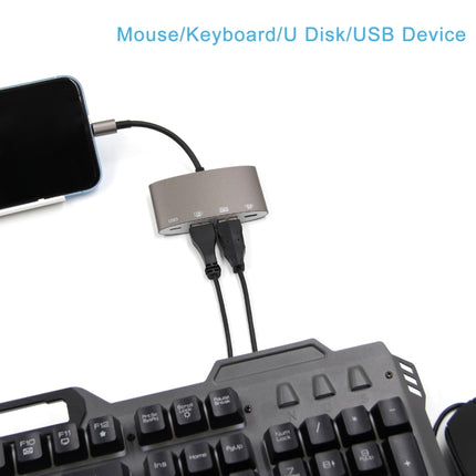 1040KEY 8 Pin to USB + Type-C / USB-C + OTG Multi-function Converter Adapter-garmade.com