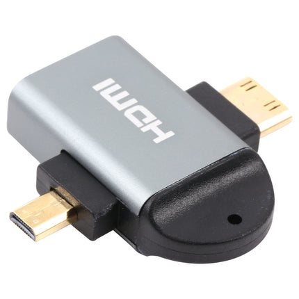 2 in 1 Mini HDMI Male + Micro HDMI Male to HDMI Female Gold-plated Head Adapter-garmade.com