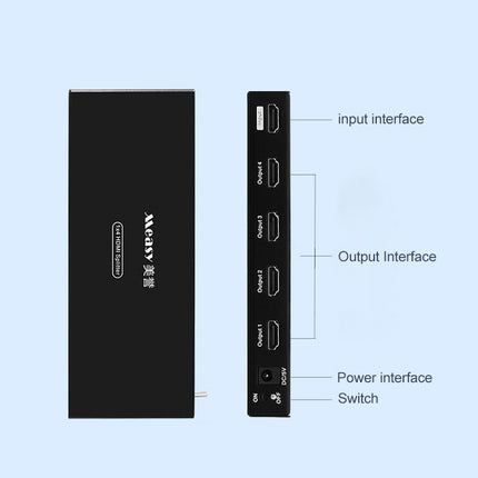 Measy SPH104 1 to 4 4K HDMI 1080P Simultaneous Display Splitter, US Plug-garmade.com