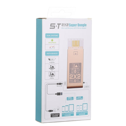 2 Systems x 2 Modes Super Dongle Wire and Wireless HDMI HDTV Mirror Adapter for Android, iOS (Gold)-garmade.com