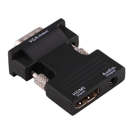 HDMI Female to VGA Male Converter with Audio Output Adapter for Projector, Monitor, TV Sets(Black)-garmade.com