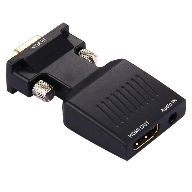 HD 1080P VGA to HDMI + Audio Video Output Converter Adapter for HDTV Monitor Projector(Black)-garmade.com