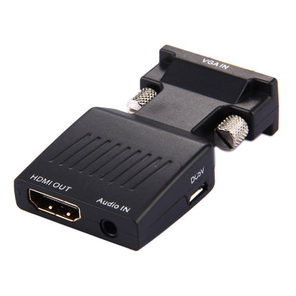 HD 1080P VGA to HDMI + Audio Video Output Converter Adapter for HDTV Monitor Projector(Black)-garmade.com