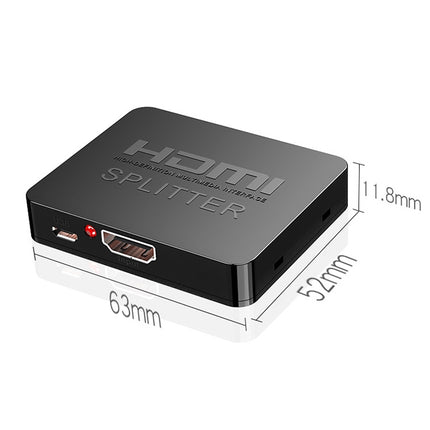 1x2 Mini HDMI Amplifier Splitter, Support 3D & 4K x 2K (Black)-garmade.com