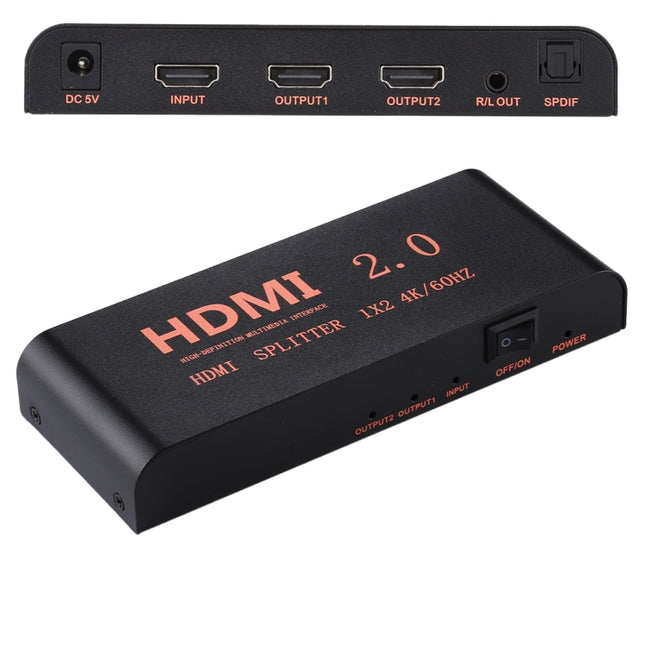 CY-041 1X2 HDMI 2.0 4K/60Hz Splitter, EU Plug-garmade.com