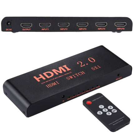 5X1 4K/60Hz HDMI 2.0 Switch with Remote Control, EU Plug-garmade.com