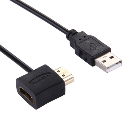 50cm HDMI Female + HDMI Male to USB 2.0 Male Connector Adapter Cable-garmade.com