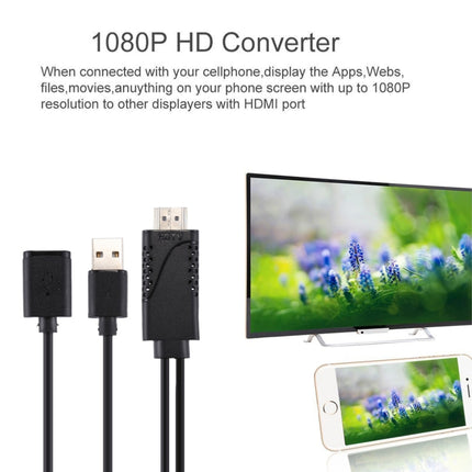 1080P USB 2.0 Male + USB 2.0 Female to HDMI HDTV AV Adapter Cable for iPhone / iPad, Android Smartphones(Black)-garmade.com