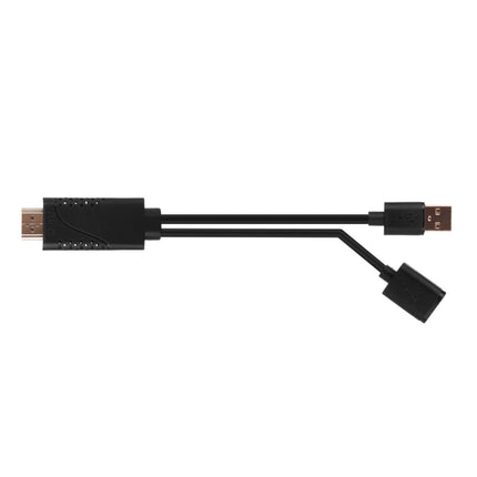 USB Male + USB 2.0 Female to HDMI Phone to HDTV Adapter Cable(Black)-garmade.com
