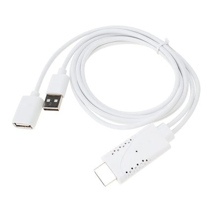 USB Male + USB 2.0 Female to HDMI Phone to HDTV Adapter Cable(White)-garmade.com