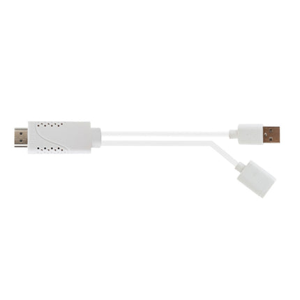 USB Male + USB 2.0 Female to HDMI Phone to HDTV Adapter Cable(White)-garmade.com