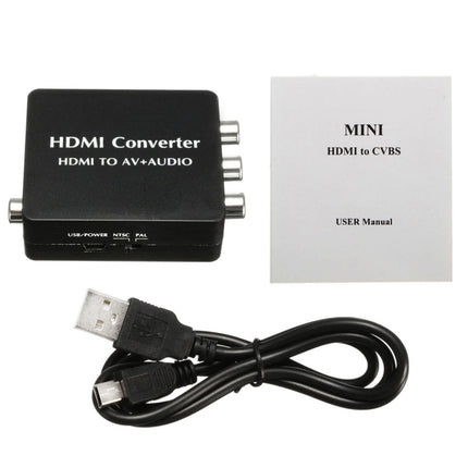 HDMI to AV Audio Converter Support SPDIF Coaxial Audio NTSC PAL Composite Video HDMI to 3RCA Adapter for TV /PC /PS3 / Blue-ray DVD-garmade.com