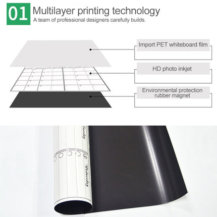 Magnetic Monthly Planner Refrigerator Magnet PET Magnetic Soft Whiteboard, Size: 29.7cm x 42cm (Green)-garmade.com