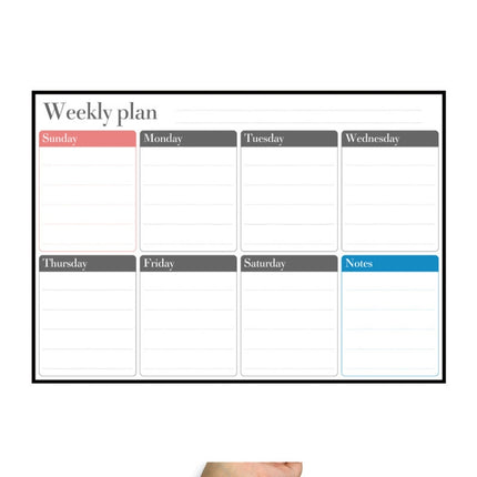 Magnetic Weekly Plan Refrigerator Magnet PET Magnetic Soft Whiteboard, Size: 29.7cm x 42cm (Black)-garmade.com