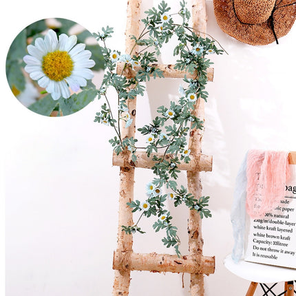 Daisy Leaf Artificial Flower Vine Interior Background Wall Window Decoration, Length: 1.75m(Sky Blue)-garmade.com