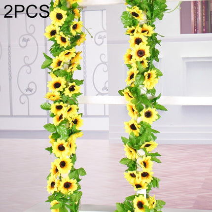 2 PCS Sunflower Artificial Flower Interior Background Wall Window Decoration, Length: 2.6m-garmade.com