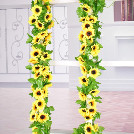 2 PCS Sunflower Artificial Flower Interior Background Wall Window Decoration, Length: 2.6m-garmade.com