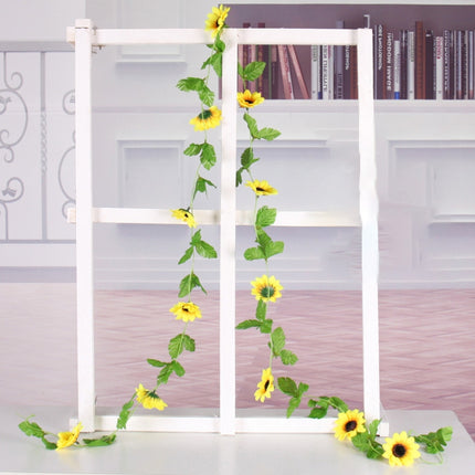 2 PCS Sunflower Artificial Flower Interior Background Wall Window Decoration, Length: 2.6m-garmade.com