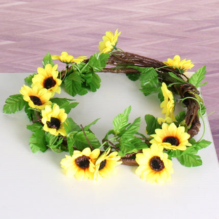 2 PCS Sunflower Artificial Flower Interior Background Wall Window Decoration, Length: 2.6m-garmade.com