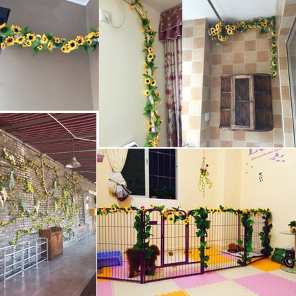 2 PCS Sunflower Artificial Flower Interior Background Wall Window Decoration, Length: 2.6m-garmade.com