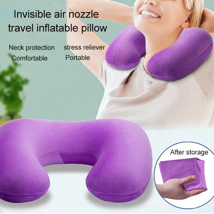 Air Inflatable U-Shaped Travel Neck Pillow Cushion(Rose Red)-garmade.com