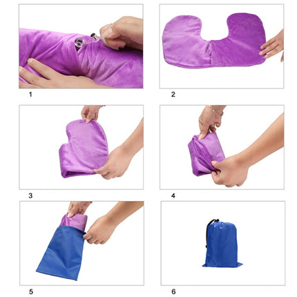 Air Inflatable U-Shaped Travel Neck Pillow Cushion(Rose Red)-garmade.com