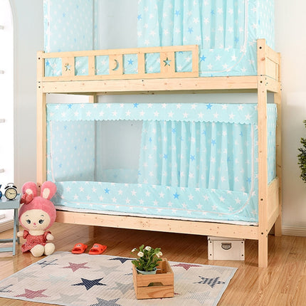 Students Dormitory Blackout Cloth Zipper Mosquito Net for 90cm Width Lower Berth (Light Blue Star)-garmade.com