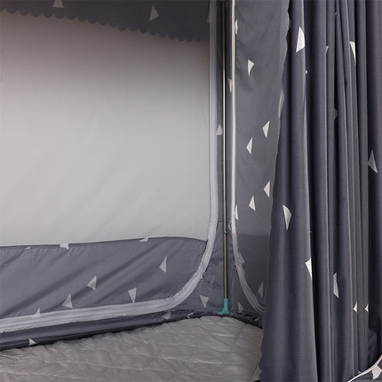 Students Dormitory Blackout Cloth Zipper Mosquito Net for 90cm Width Lower Berth (Light Blue Star)-garmade.com