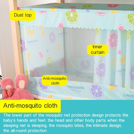 Students Dormitory Blackout Cloth Zipper Mosquito Net for 90cm Width Lower Berth (Blue Fruits)-garmade.com